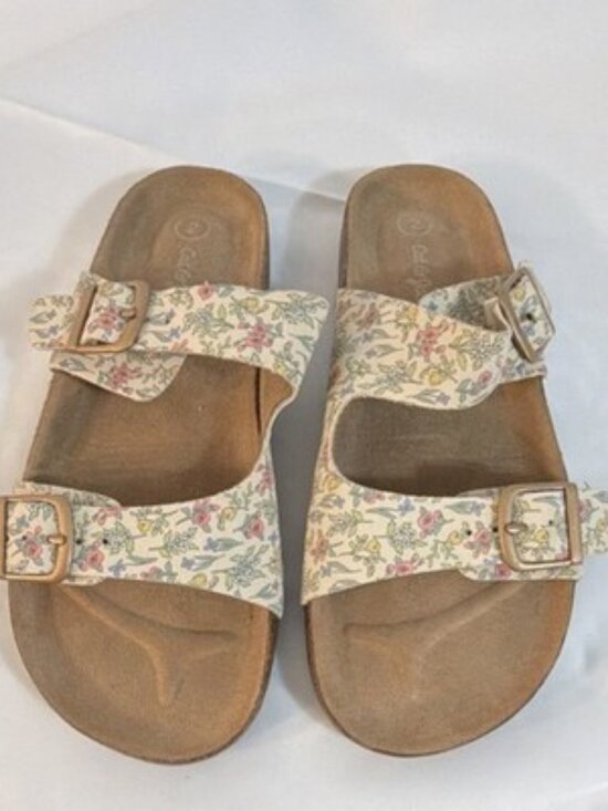 Cat & Jack Shoes - Cat & Jack Floral Buckle Slide Sandals Beige Multicolor Women's AU Size 2